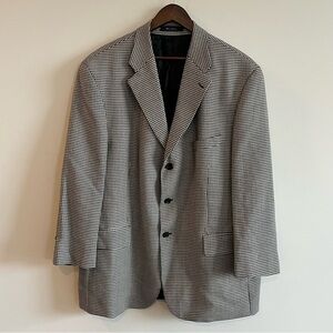 Chaps Ralph Lauren Men’s Black Tan Houndstooth Wool Blazer 48R